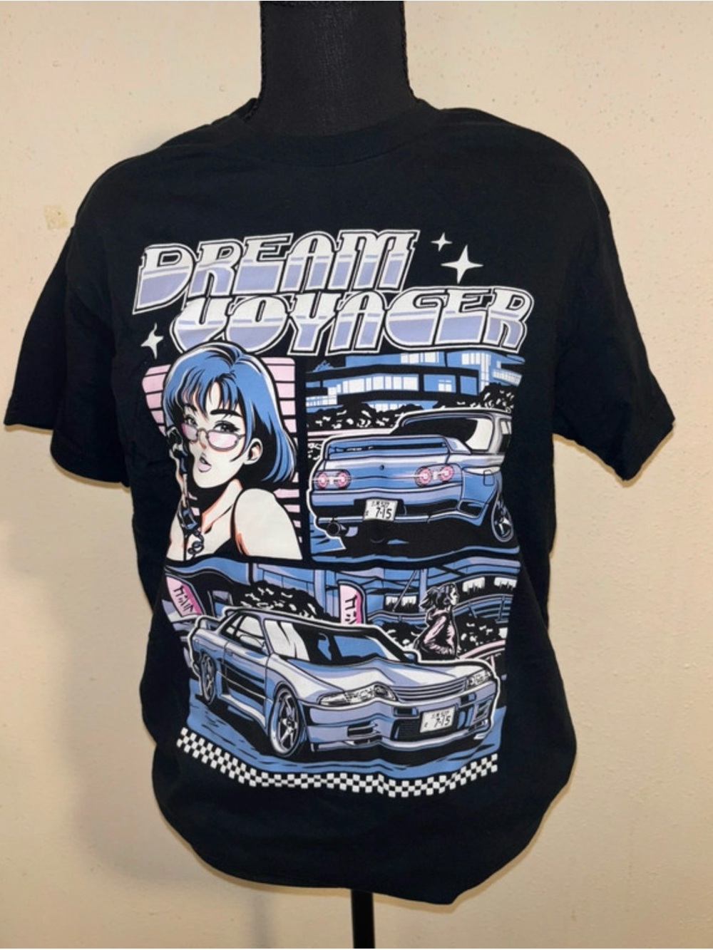 Bad Habit Dream Voyager Graphic Tee - Black, Blue & Pink